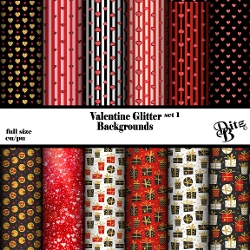 Valentine Glitter Backgrounds Set 1