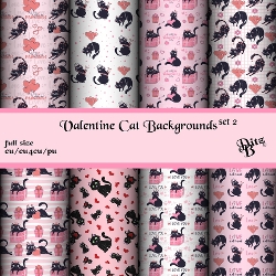 Valentine Cat Backgrounds Set 2