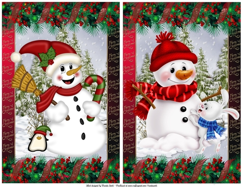 2 Happy Snowman Toppers