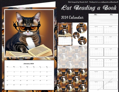 Cat Reading a Book 2024 Calendar