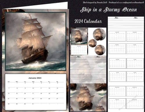 Ship in a Stormy Ocean  2024 Calendar