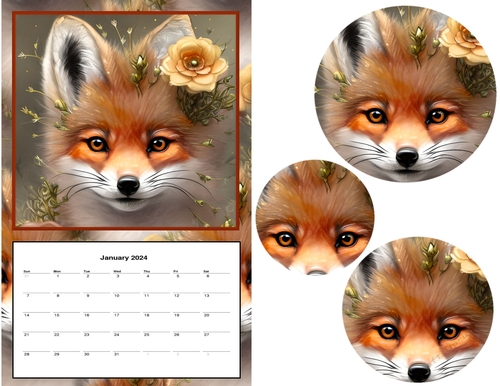 2024 Calendar - Red Fox with Flower