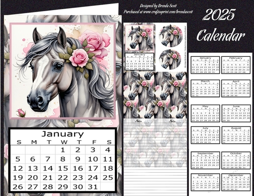 Stunning Floral Horse -  2025 Calendar