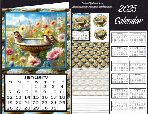 Bird Bath - 2025 Calendar