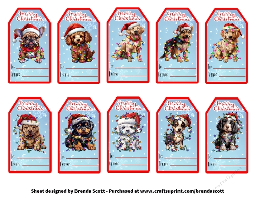 Puppies with Lights Gift Tags