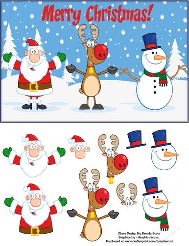 Santa, rudolph and Frosty saying hello