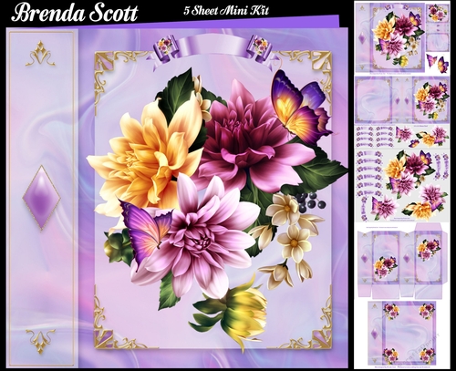 Dahlias on an Eye Catching Lilac Background