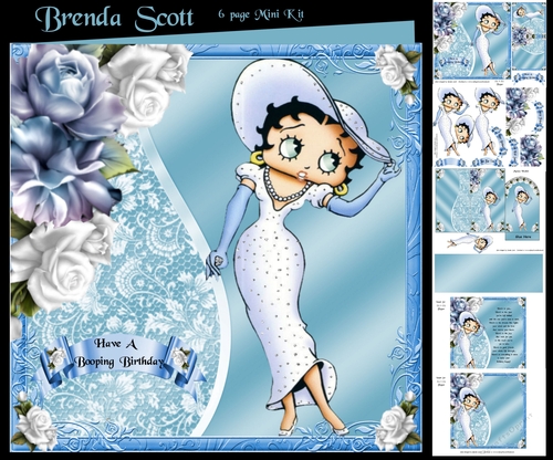 Betty Boop Looking Smart in a White Dress 7.5 x 7.5