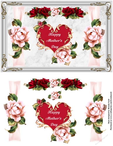 Heart with Pink and red Roses - Happy Mothers Day