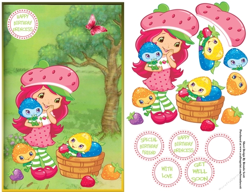 Strawberry Shoetcake with her wee Friends