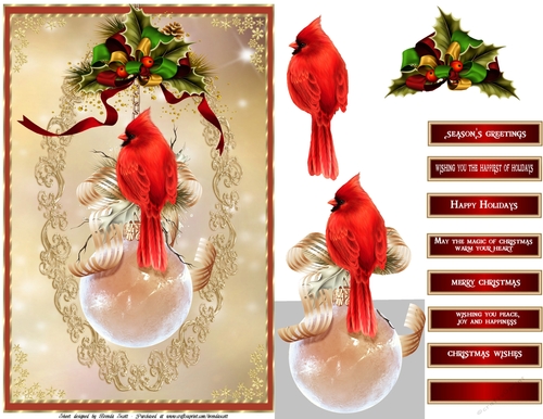 Cardinal Sitting Pretty on an Ornament