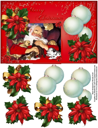 Santa Napping with his Furry Friends