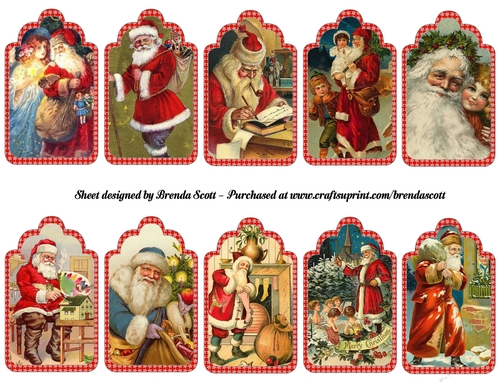 Vintage Santa Christmas Tags 2