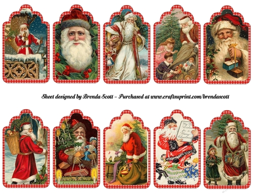 Vintage Santa Christmas Tags 4