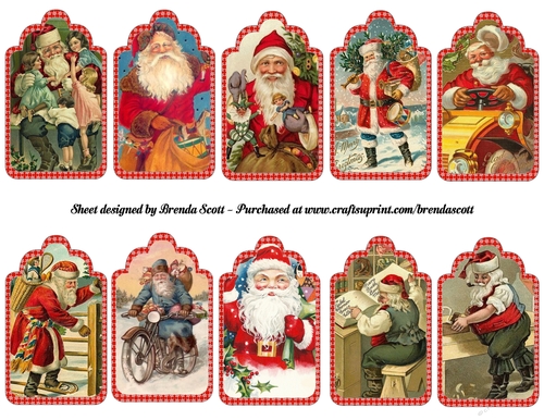 Vintage Santa Christmas Tags 3