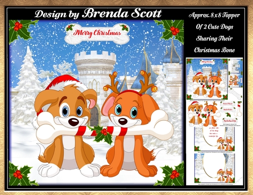 2 Cute Dogs Sharing Their Christmas Bone