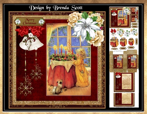Vintage Girl Lighting Christmas Candles