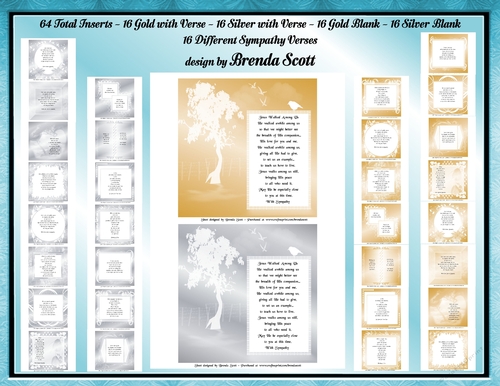 Sympathy Inserts to fit 8 x 8 Cards