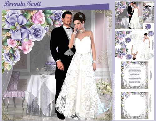 Mauve and Pink Roses with Bride and Groom