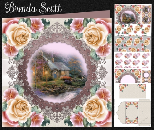 Country Cottage with Cream Roses