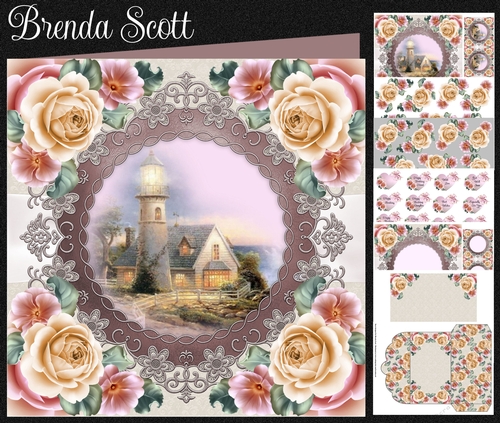 Country Cottage with Cream Roses 1