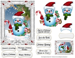 Snowman with CandyCane and Piggy Friend