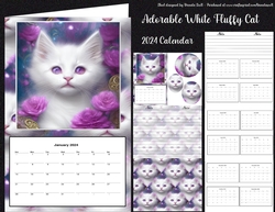 Adorable White Fluffy Cat - 2024 Calendar