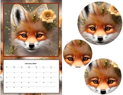 2024 Calendar - Red Fox with Flower