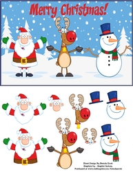 Santa, rudolph and Frosty saying hello