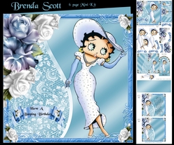 Betty Boop Looking Smart in a White Dress 7.5 x 7.5