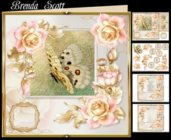 Pink Roses with Golden Leaves