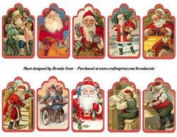 Vintage Santa Christmas Tags 3