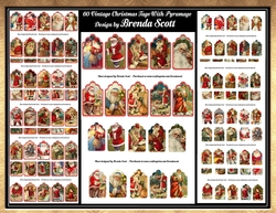60 Christmas Santa Vintage Gift Tags