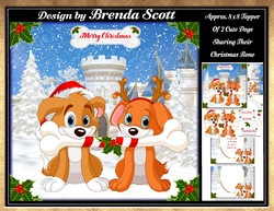 2 Cute Dogs Sharing Their Christmas Bone
