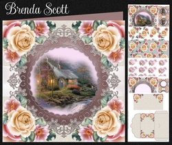 Country Cottage with Cream Roses