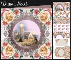 Country Cottage with Cream Roses 1