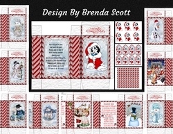 10 Snowman Soup Boxes, Decoupage, Tags and Handles