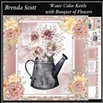 Water Color Kettle with Bouquet of Flowers