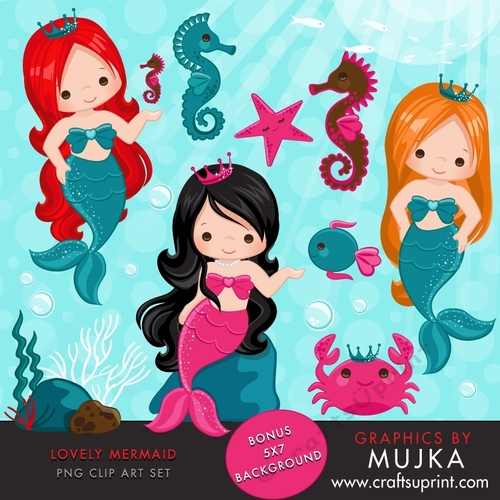Lovely Little Mermaid Clipart & Under sea graphics