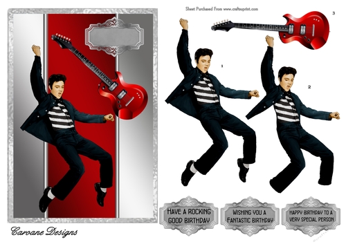 Rocking up a Storm 1 - A5 card front with decoupage