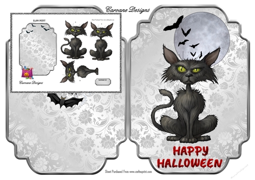 Shaped card mini kit-2 sheets - Halloween Cat