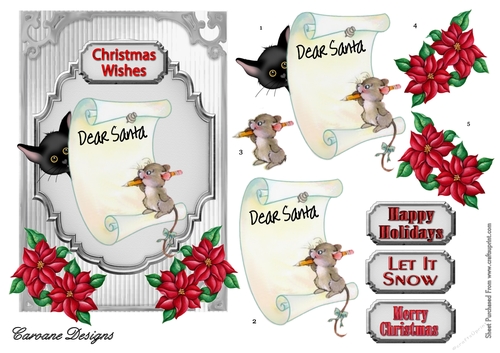 Dear Santa - A5 card front with decoupage
