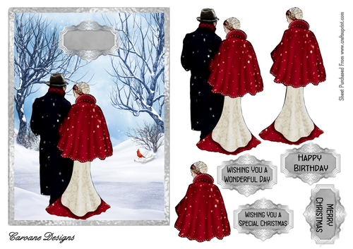 The Magic of Christmas 3 - A5 card front with decoupage