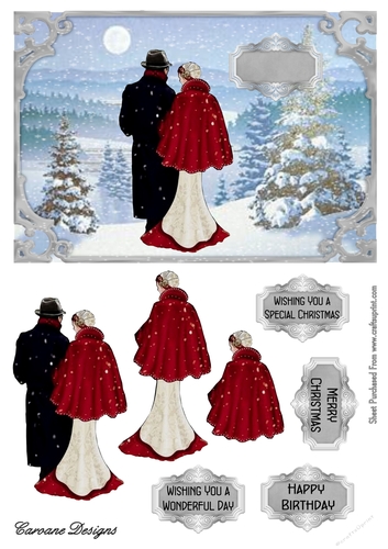 The Magic of Christmas 4 - A5 card front with decoupage