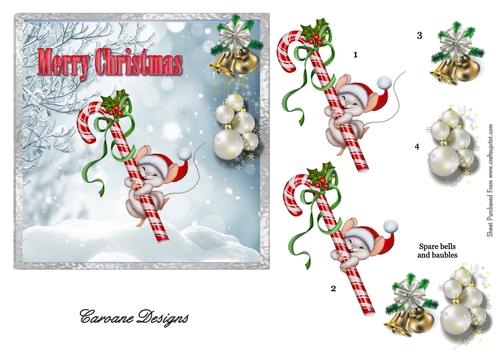 Yippee Its Christmas - 6 x 6 inch card front with decoupage