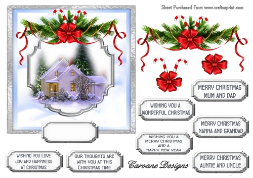 Perfect Christmas - 6 x 6 inch card front with decoupage