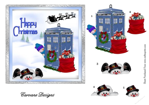 Who Who Who, Merry Christmas - 6 x 6 inch card front with decoupage