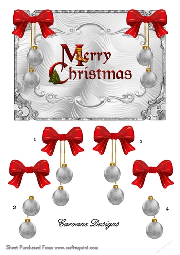 Art Deco Merry Christmas - A5 card front with decoupage