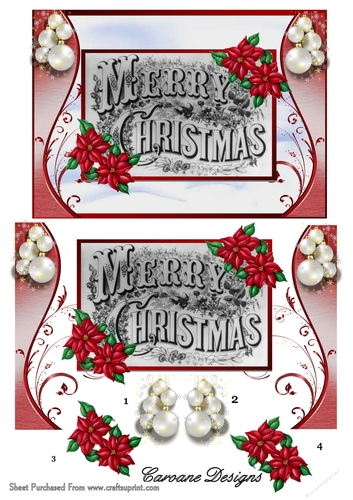 Vintage Merry Christmas - A5 card front with decoupage