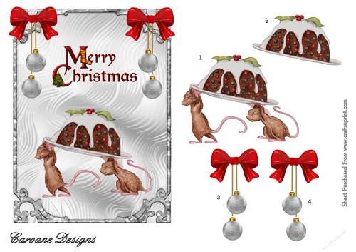 Anyone Seen The Pudding - A5 card front with decoupage